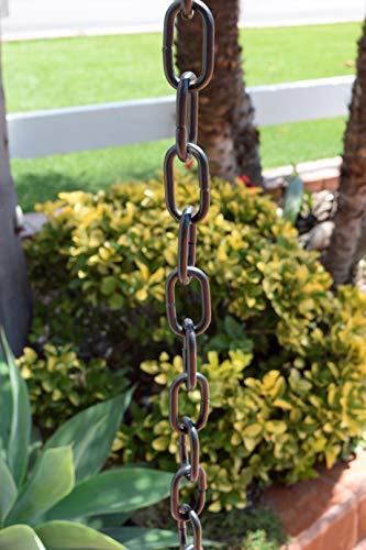 Monarch Rain Chains 18105 Aluminum Traditional Link Rain Chain, 8-1/2 Feet Length Replacement Downspout for Gutters, Black Powder Coated - Image 5