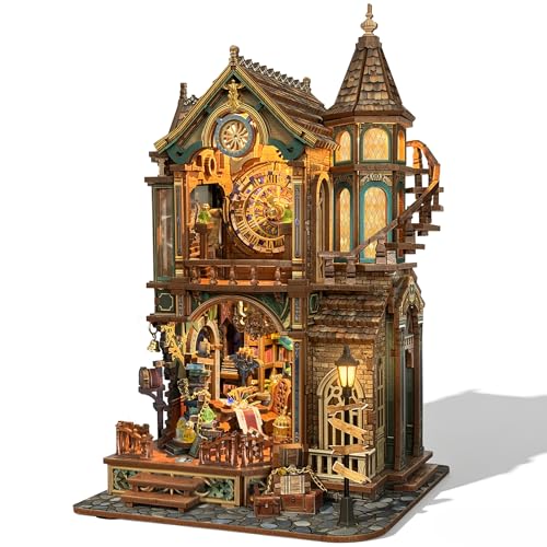 LORENOOK Magic Clock Tower Book Nook Miniature Building Kit with LED Light