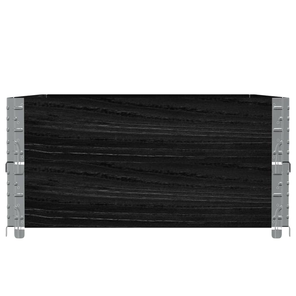 Jardinera negra de 120 x 80 cm de madera maciza de pino para balcón, jardín, terraza e interior y exterior, uso robusto y resistente a las heladas con esquinas galvanizadas plegables