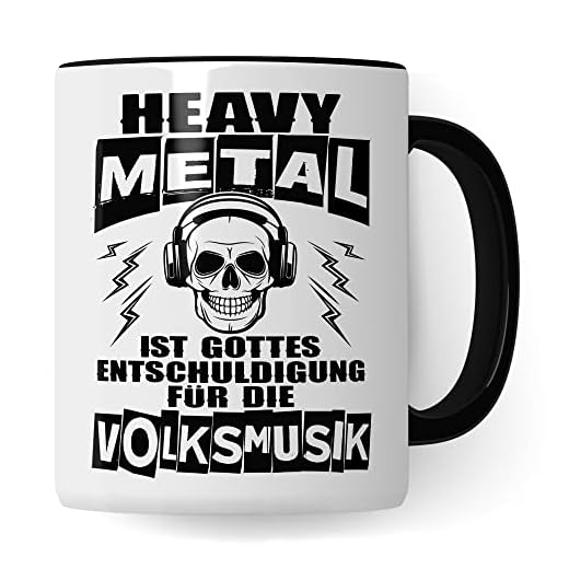Heavy Metal Taza de café Rocker Metal Fan Idea de regalo Taza de café Metalic Regalo con texto divertido Humor Taza de té Witz Heavy Metal es la excusa de Dios para la música popular (blanco/negro)