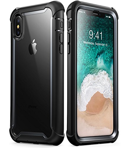 i-Blason Case for iPhone X 2017/ iPhone Xs 2018, Ares Full-Body Rugged Clear Bumper Case with Built-in Screen Protector (Black)