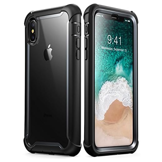 i-Blason Fodral för iPhone X 2017 utgåva [Ares] smal fullkropp skyddande skal genomskinligt med inbyggt skärmskydd Bumper case - Svart