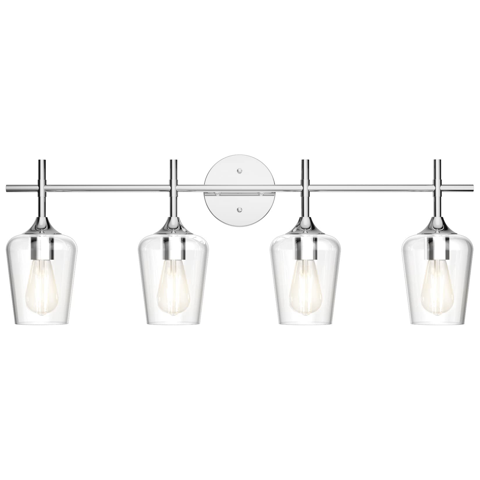 Ralbay Chrome Bathoom Vanity Light 4 Light Industrial Farmhouse Chrome