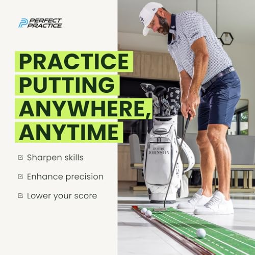 Image of Perfect Practice Putting Mat & Chipping Net, Indoor & Outdoor Putting Green, Chipping Mat for Home & Office, Premium Golf Training Aids for Putting Practice with Realistic Turf, Golf Gifts for Men