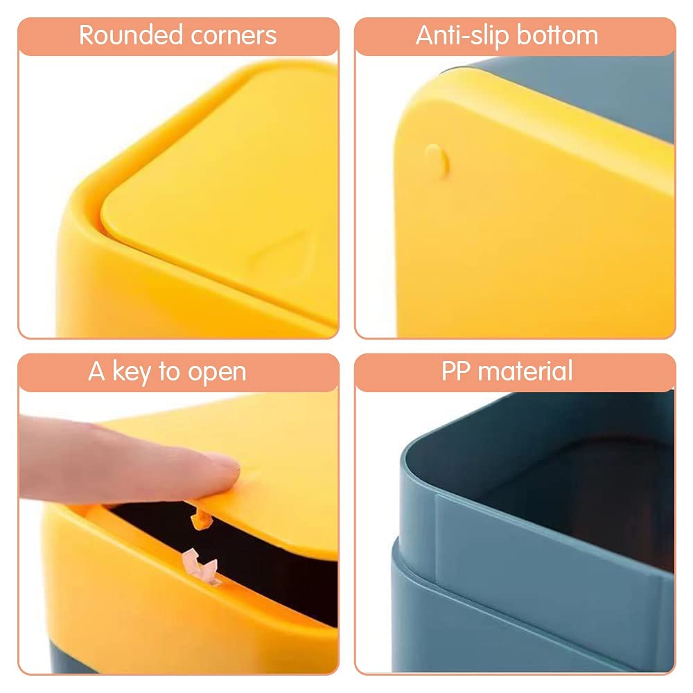 Mini-Abfalleimer, klein, für den Schreibtisch, für Zuhause, Büro, Tisch, Mini-Mülleimer mit Deckel, für den Haushalt, Kleinteile, Fass, Grau