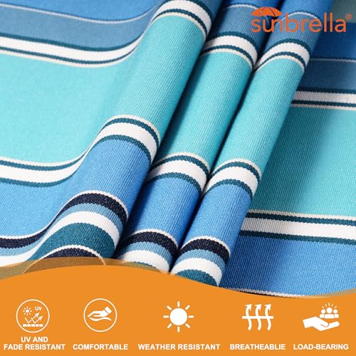 Image of Lazy Daze Hammocks 12 FT Sunbrella Fabric Quilted Hammock Double Sunbrella Quilted Hammock with Spreader Bars & Pillow, All Weather and Fade Resistant for Outdoor, 450 lbs Capacity, Dolce Oasis