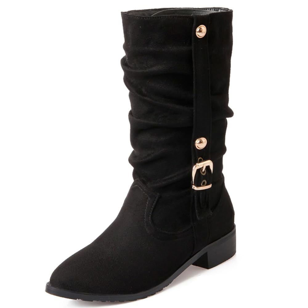 Stivali da donna Slouch con tacco piatto e punta alla moda