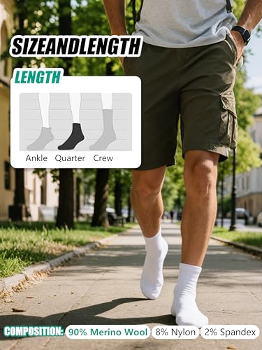Image of Merino Wool Ankle Socks, Men's Women's 90% Wool Athletic Thin Running Moisture Wicking Socks, 3 Pairs