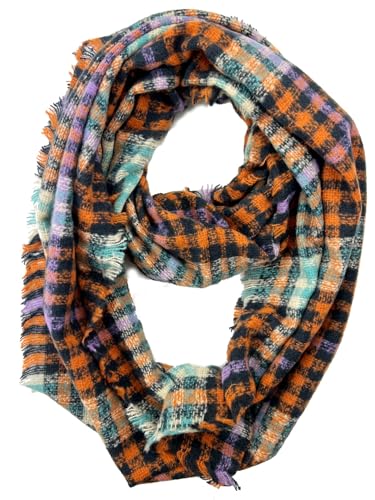 Plum Feathers Premium Plaid Print Infinity Scarf