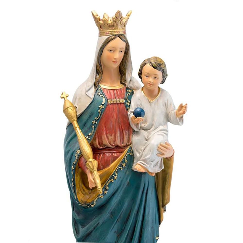 Virgen María Auxiliadora Figura Religiosa de 40 cm. Imagen en Resina Color con peana