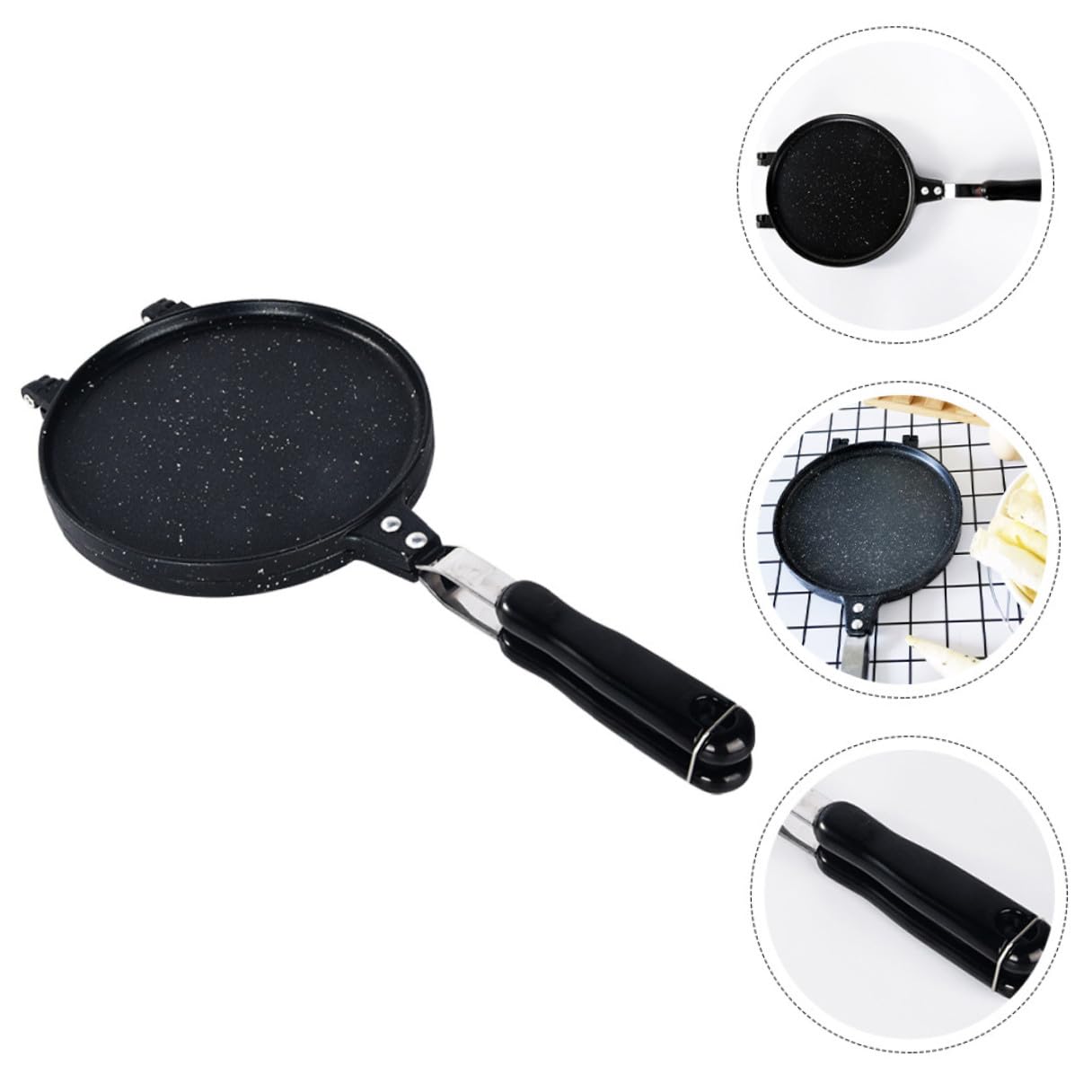 VILLCASE Stampo Antiaderente Per Cottura Doppio Lato Macchina Per Waffle Domestica e Teglia Per Involtini Primavera Utensile Da Cucina Fondamentale Per Gas Adatto Per Preparazioni Casalingh
