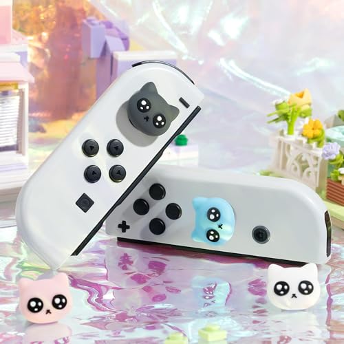 Image of GeekShare 4PCS Cat Shape Silicone Joystick Caps for Switch /OLED /Lite - Tearful Eyes Cat Thumb Grip Caps