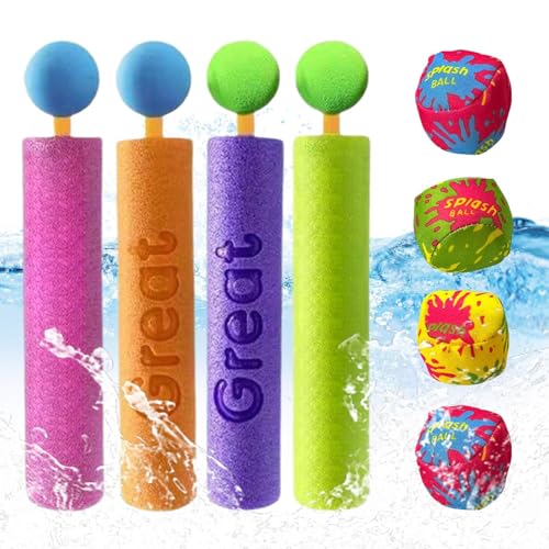 JIEBWCHA Wassersprüher für Kinder – Spielzeug aus Schaumsee, Wassersprüher | 4 Stück interaktiv mit Ball für Kinder im Freien Partys Pool Wasserschlachten Familientreffen