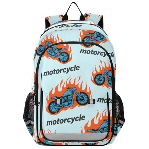 Sac à dos ordinateur motif flamme pour motards au look urbain décontracté