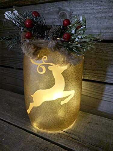 Elegant Reindeer Snowflake LED Mason Jar String Lights for Festive Winter Decor - Image 7