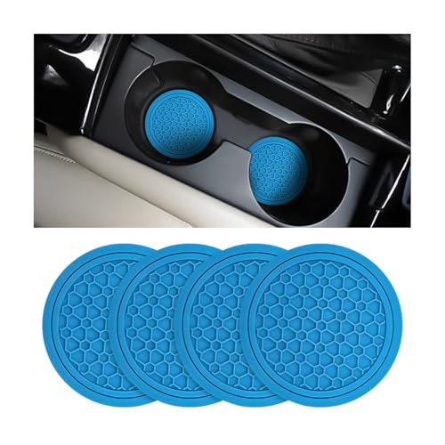 Image of Mandark 4PCS Car Cup Holder Coasters, 2.75 Inch Non-Slip Insert Water Bottle Holder Pads, Dustproof Automotive Interior Accessories Mat, Universal for Vehicles, Trucks, RVs and More (Light Blue)