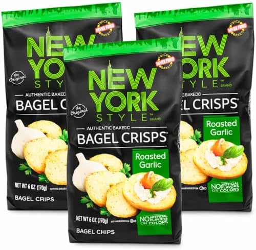 New York Style Garlic Bagel Crisps, 6 oz (Pack of 3)