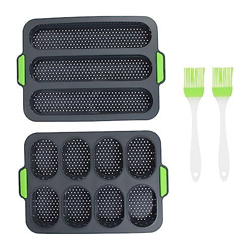COLLBATH 1Set French Bread Silicone Baking for French Bread Cake Cavity Silicone Pan Brush Easy to Clean for DIY Bread Making