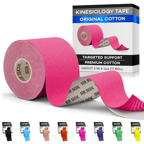 Image of SB SOX Original Cotton Kinesiology Tape Roll – Best Latex Free Athletic Tape for Muscles/Joints – Waterproof, Stretchy, and Gentle on Skin (16ft)
