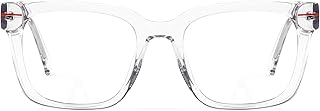 زيلول اطار نظارة طبية مربع كلاسيكي كبير الحجم مع عدسات شفافة بدون وصفة طبية للنساء والرجال ZDA024554
