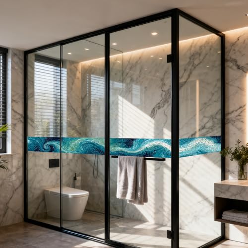 Image of Nuxovilar Abstract Wave Peel Stick Wall Border PVC 3.94x16.4'
