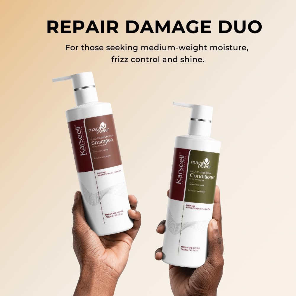 Karseell Sets de Shampooing et Après-shampooings, Soin Réparateur pour Cheveux Secs et AbiméS Tous Types de Cheveux, 2 x 500ml