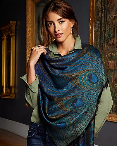 Shawl Scarf Womens Shawls Warm Like Pashmina Scarf Wrap Evening or Day Peacock Design4