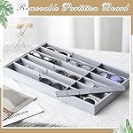 Amylove 2 Pcs Sunglass Organizer Trays Glasses Stackable Jewelry Trays Sunglass Organizer Display Box(18 Grids,Gray) - Image 4
