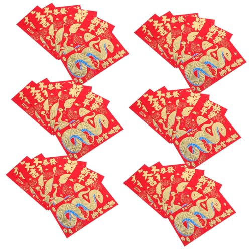 OUNONA 24個蛇生肖デザインの伝統的な春節お年玉袋 大判製封筒 ラッキーマネー用 赤い祝儀袋 縁起物で平安と幸福を祈願
