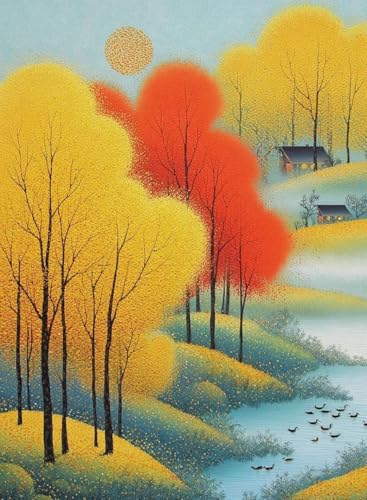 Kit broderie point de croix complet 14CT paysage pastoral fantastique debutant
