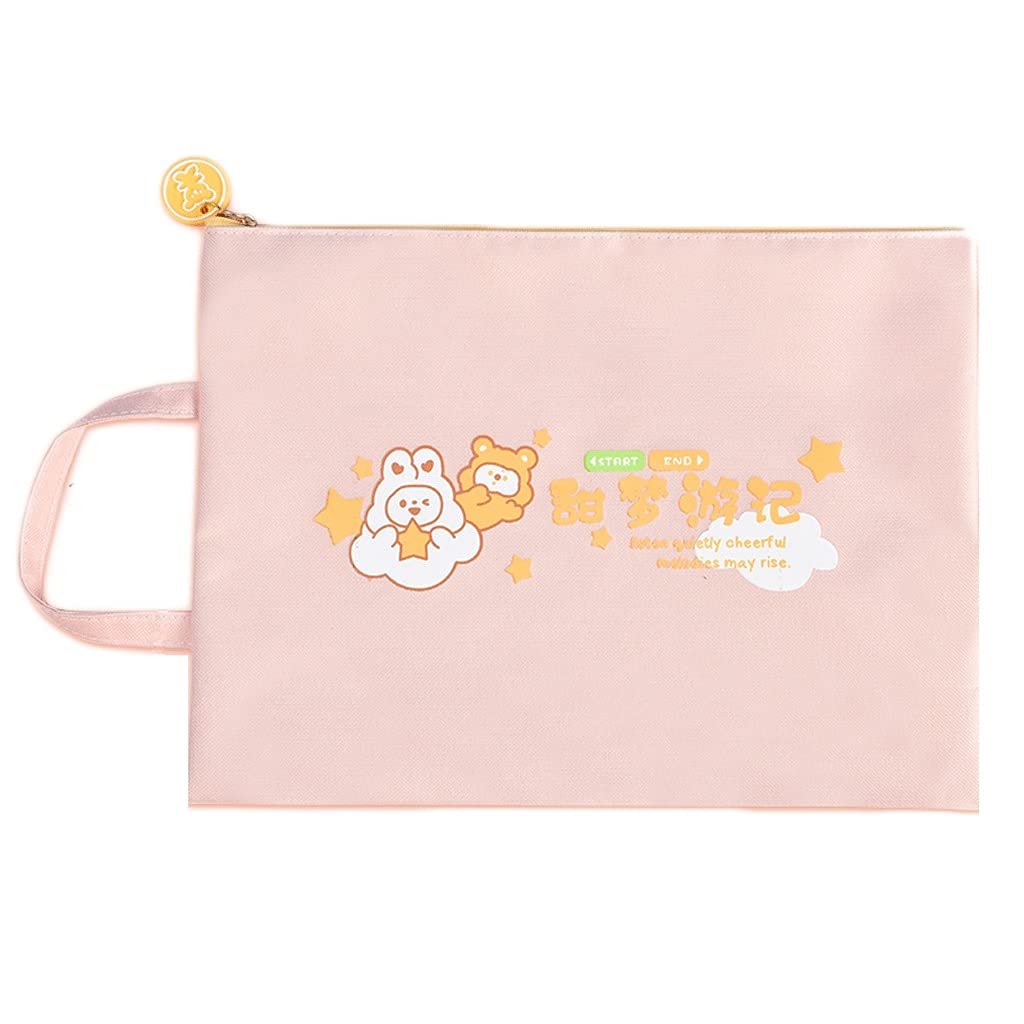 Torba na dokumenty Płótno Torba Multi-Color Opcjonalna folder plików Data Duży Pojemność Kieszeń Dokumentowa z zamkiem błyskawicznym (Color : Pink)