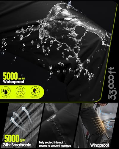 33,000ft Men's Rain Pants Waterproof, Windproof Lightweight Outdoor Rain Over Pants for Fishing Golf Work Hiking3
