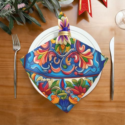 Servilletas de Tela Mexicana Talavera Set 6 Piezas miniatura 2