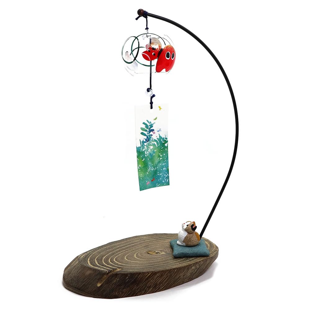 Amazon.co.jp: 風鈴 ガラス 会津桐卓上風鈴 会津の祈り(赤べこ・小法師