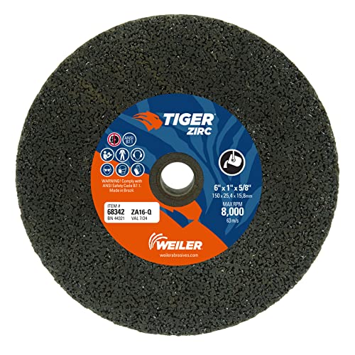Image of Weiler 68342 Tiger ZIRC Type 1 Portable Snagging Wheel, ZA16-Q, 6 inchx1 inchx5 /8 inch, (Pack of 5)