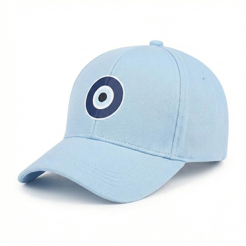 faas Graphic Print Baseball Cap for Men & Women | Soft Cotton Adjustable Cap | Unisex Casual Hat | Lightweight Breathable Outdoor Sun Protection Cap (Light Blue)-1pcs-image-18
