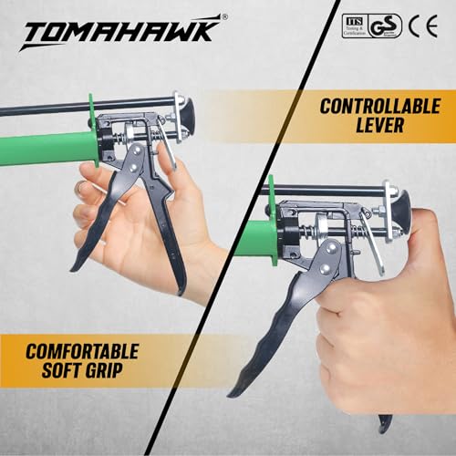 Image of TOMAHAWK TCG 04 Professional Hand Caulking Guns, Heavy Duty Silicone caulking Gun | Sealant Gun (230MM(9 inchInch)) | Ideal for Home, DIY & Professional Use | Premium Quality Tool