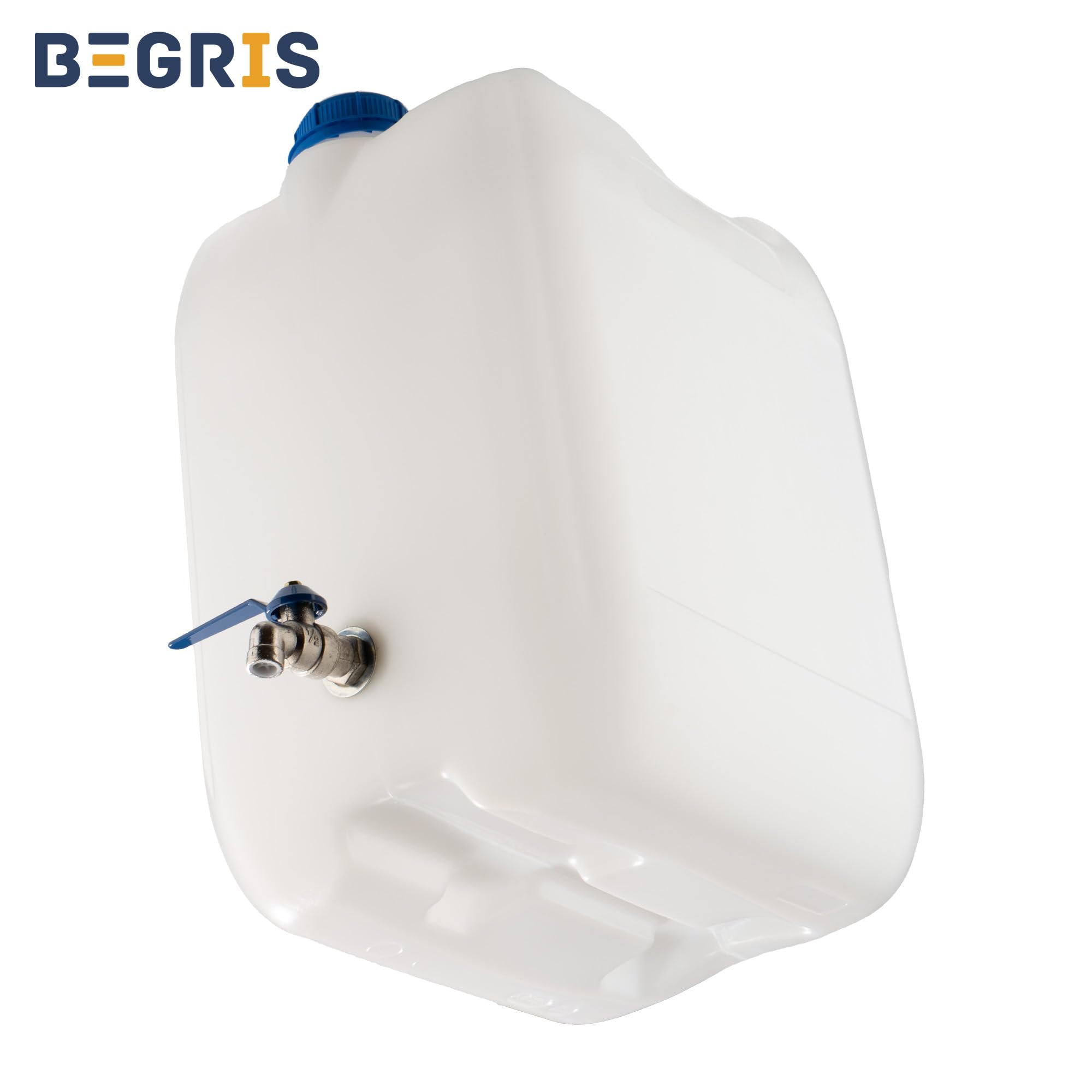 Zbiornik na Wodę z Zaworkiem Pojemnik Baniak Kanister 20L z Kranem 40x36x25 cm Tworzywo Sztuczne Biały