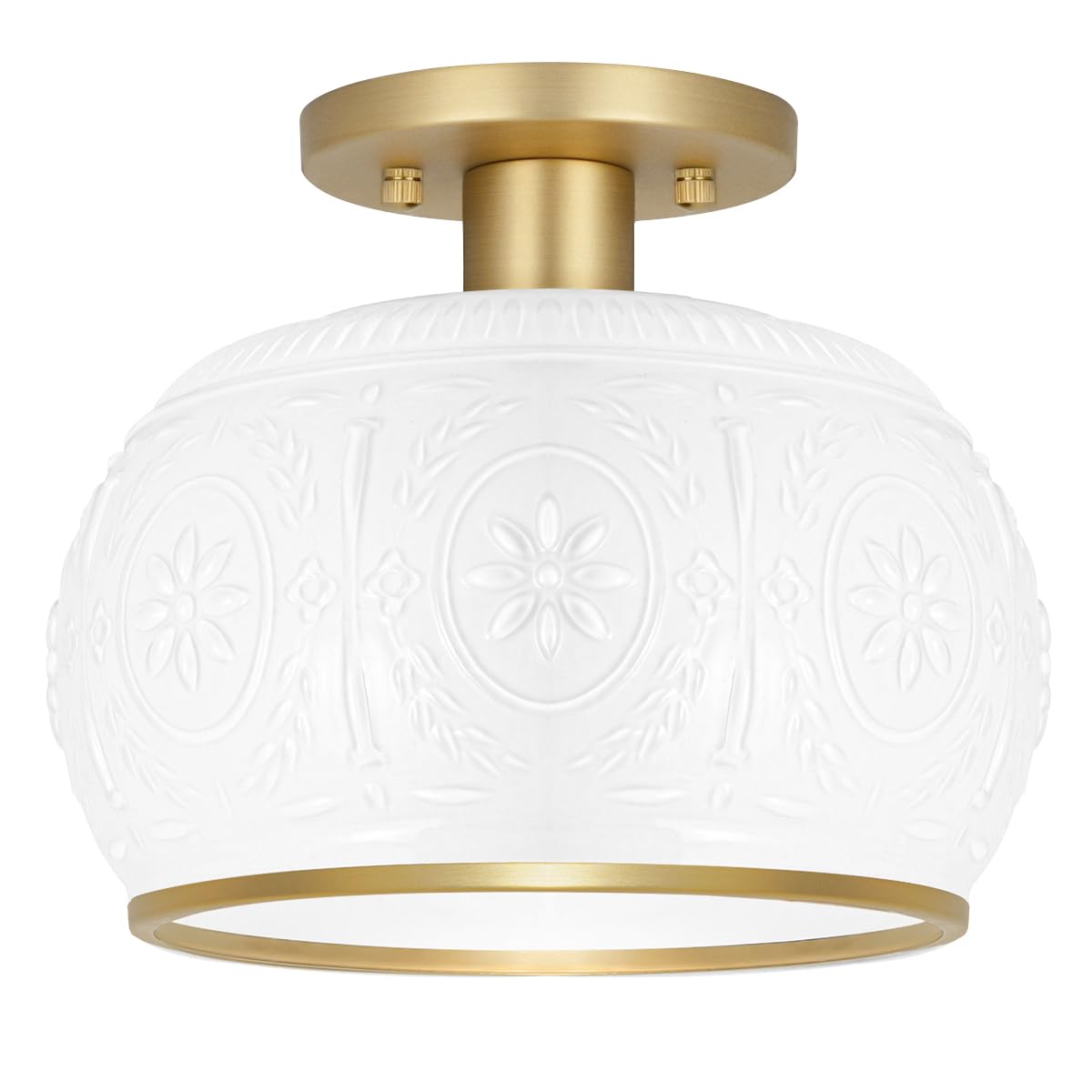 Brushed Brass Semi Flush Mount Ceiling Light with Clear Globe Glass Modern Hallway Lighting Fixtures Vintage Ceiling Light