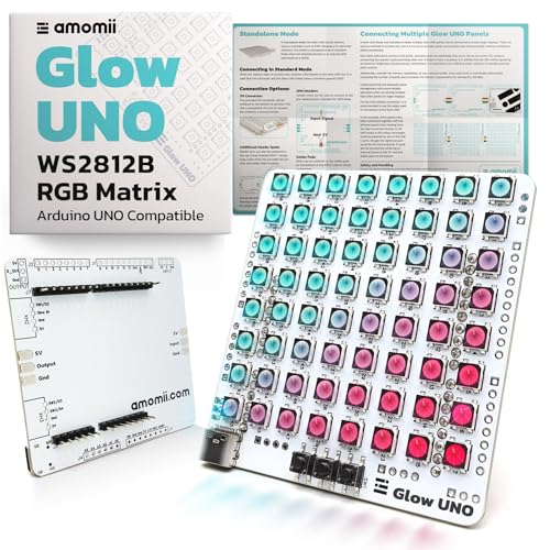 amomii USB C WS2812B Matrix Shield for Arduino UNO - 8x8 Individually Addressable RGB LEDs, Built-in Buttons| DIY Electronics STEM Project Gift for Adults and Teens - 3D Print Accessories