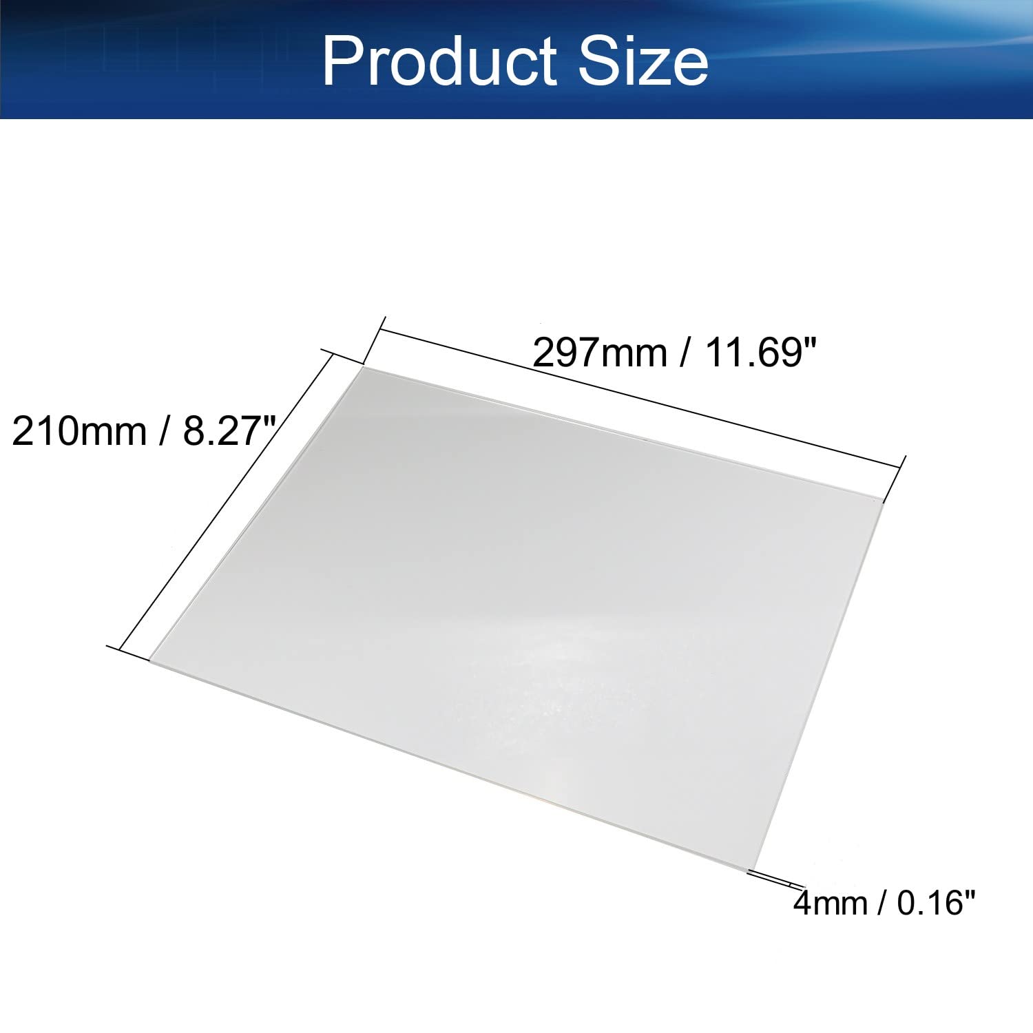 A4 KOHAND Lot De 4 Feuilles A4 En Plexiglas Transparent, 2 Mm D