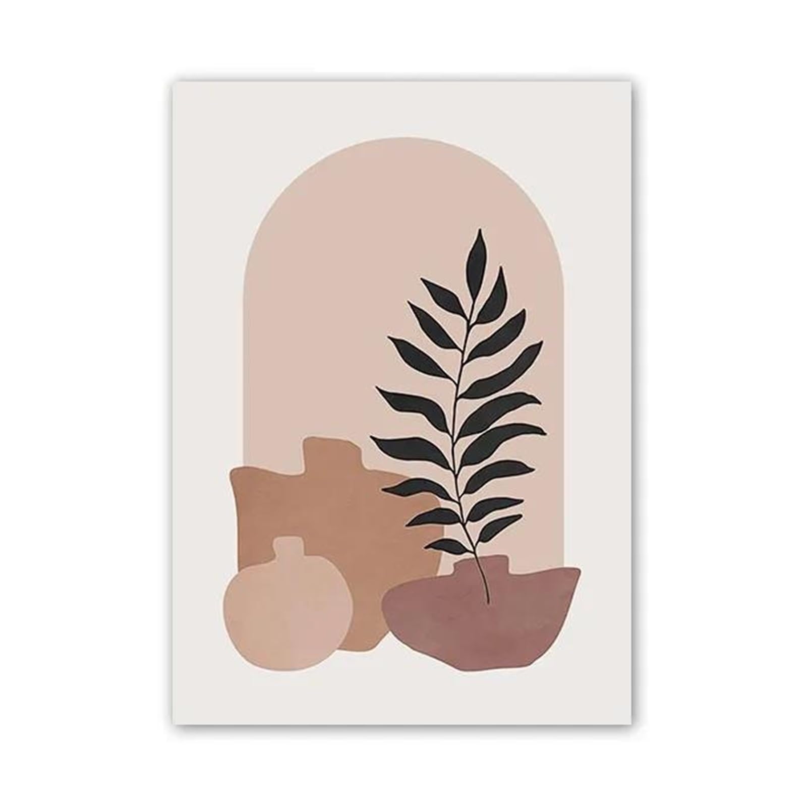 XENITE Wall Art Canvas Prints Vase Leaf Line Geometry Wall Art Canvas Painting No Frame Abstract Prints Pictures For Hotel Bar Living Room Decor(C,50x70cm)