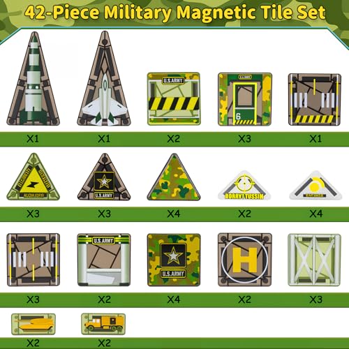 Magnetic Tiles 42 piezas con caja metálica para niños miniatura 4