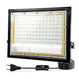 Yuaiosn Focos LED Exterior 100W, Resistente al Agua IP66 Foco Proyector LED, 1.5M Cable Blanco Frío 6500K Proyector LED Exterior, 10000LM para Estadio, Almacén, Taller, Aparcamiento