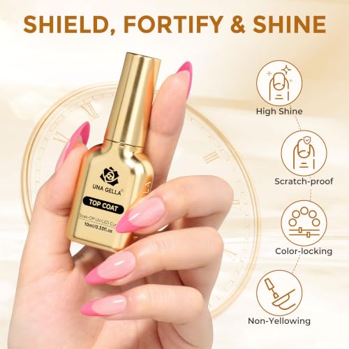 Image of UNA GELLA Top Coat Gel Nail Polish Ultra Glossy No Wipe 10ml U /V Cured