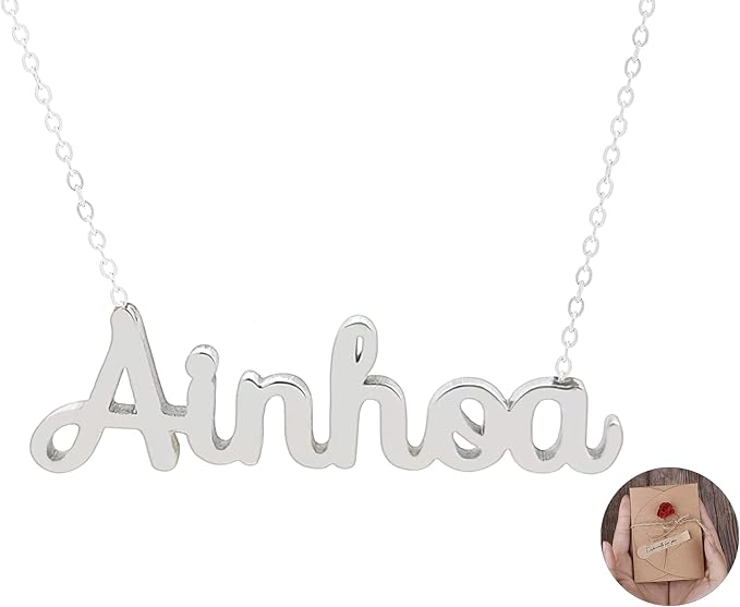 Imagen de Amazon: Collar para mujer con nombre personalizado Acero inoxidable con caja de regalo original