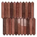 10 Sheet Long Hexagon Peel and Stick Backsplash Tile, 12"x12" 3D Adhesive Glossy Marble Vinyl Stick on Wall Tiles for Bathroom, Kitchen, Living Room (Brown, 12" x 12")