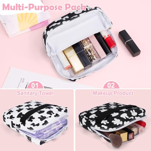 Image of Period Bag Pouch Soft Cloth Sanitary Napkin Storage Bag Portable Menstrual Pad Pouches Tampon Holder for Purse First Period Kit for Girls 9-12 (Red-blue Stripes)