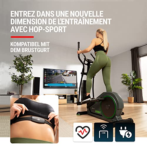 HOP-Sport® Vélo Elliptique d'Appartement HS-120C Prim, Roue d’inertie 14 kg, App. Compatible, 32 Niveaux de Résistance Magnétique, Appareil de Fitness pour Cardio à Domicile – Image 3