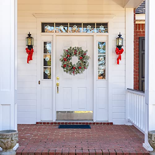 Sggvecsy 18 Inch Artificial Christmas Wreath For Front Door Xmas Red Berry Wreath Winter Glitter Eucalyptus Wreath Christmas Hanging Decorations For Wall Outdoor Home Holiday Window Decor #TOP1